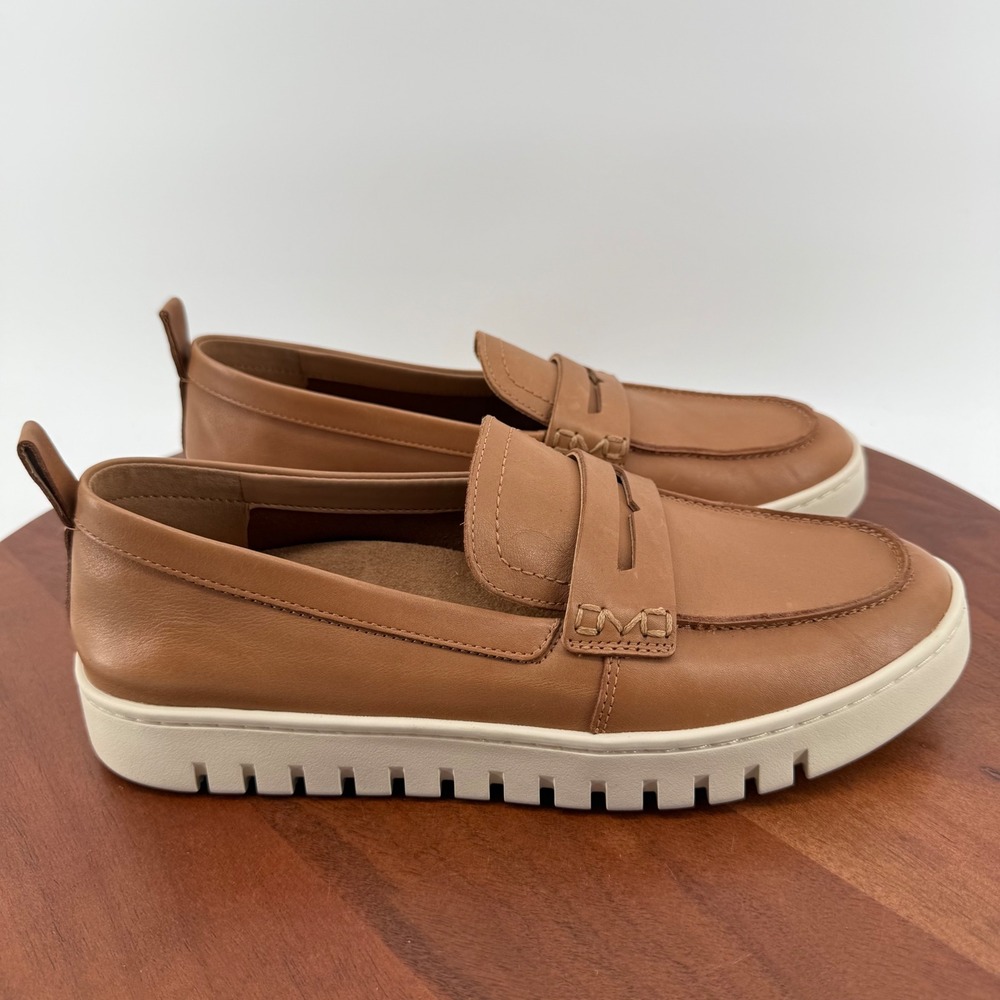 Vionic Uptown Penny Loafer Tan Leather Orthopedic Sneaker Women 8.5 WIDE
